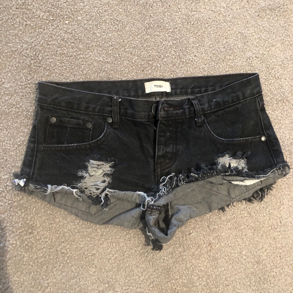 Tobi Grey Distressed Denim Shorts